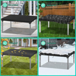 Black Garden Table Cover 180X100X15 Cm - Patio Set, Waterproof, 420D Oxford Fabric - thumbnail 4
