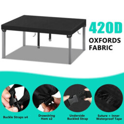 Black Garden Table Cover 180X100X15 Cm - Patio Set, Waterproof, 420D Oxford Fabric - thumbnail 3