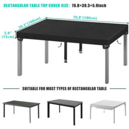Black Garden Table Cover 180X100X15 Cm - Patio Set, Waterproof, 420D Oxford Fabric - thumbnail 2