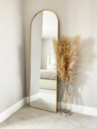 Downton Interiors Gold Arched Metal Frame Mirror Wall & Floor Standing  145 X 45Cm - Soho Collection - thumbnail 3