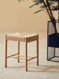 Orsina Comfortable Contemporary Natural Wood Stool, Handwoven  Bedroom Stool, Easy To Maintain Lounge Stool - thumbnail 9