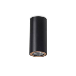 Luminosa Lighting Luminosa Pipe 1 Light Round Surface Mounted Downlight Light Black, Gold, Gu10