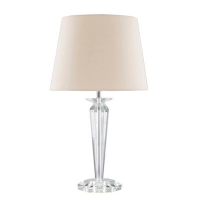 Valuelights Davenport Modern Clear Genuine K9 Crystal Base Table Lamp With Beige Shade - image 1