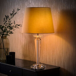 Valuelights Davenport Modern Clear Genuine K9 Crystal Base Table Lamp With Beige Shade - thumbnail 2
