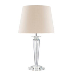 Valuelights Davenport Modern Clear Genuine K9 Crystal Base Table Lamp With Beige Shade - thumbnail 1