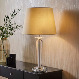 Valuelights Davenport Modern Clear Genuine K9 Crystal Base Table Lamp With Beige Shade - thumbnail 3