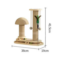 Cat Scratching Post With Track Ball Toy And Wooden Base