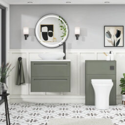 Royal Bathrooms Royal Bathroom Elmore 700mm Matt Green Wall Mounted Countertop Bathroom Vanity Unit 2 Drawer With Nova Basin - thumbnail 5