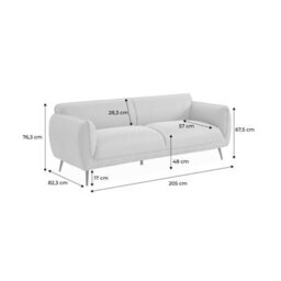 Sweeek - 3-Seater Sofa With Metal Legs Soft Light Grey 205X82.3X76.3 Cm - thumbnail 7