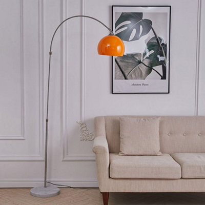 Darphe Modern Curved Bedroom Floor Lamp With Orange Lampshade,adjustable Height,e27 Base,for Living Room And Bedroom,marble Base - image 1