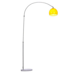 Darphe Modern Curved Bedroom Floor Lamp With Orange Lampshade,adjustable Height,e27 Base,for Living Room And Bedroom,marble Base - thumbnail 5