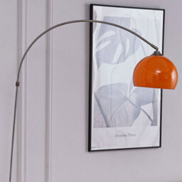 Darphe Modern Curved Bedroom Floor Lamp With Orange Lampshade,adjustable Height,e27 Base,for Living Room And Bedroom,marble Base - thumbnail 4