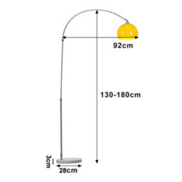 Darphe Modern Curved Bedroom Floor Lamp With Orange Lampshade,adjustable Height,e27 Base,for Living Room And Bedroom,marble Base - thumbnail 8