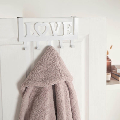 OHS Over Door 5 Hook Clothes Coat Hanger Love Organiser Space Saving Home Decor Rail - image 1