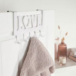 OHS Over Door 5 Hook Clothes Coat Hanger Love Organiser Space Saving Home Decor Rail - thumbnail 2