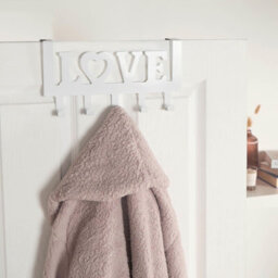 OHS Over Door 5 Hook Clothes Coat Hanger Love Organiser Space Saving Home Decor Rail - thumbnail 1