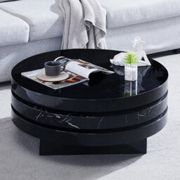 Furniture in Fashion Triplo Round Rotating Coffee Table In Milano Marble Effect - thumbnail 2
