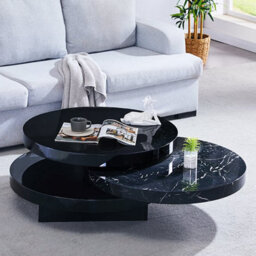 Furniture in Fashion Triplo Round Rotating Coffee Table In Milano Marble Effect - thumbnail 1