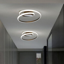 Beliani Ceiling Lamp - Black Aluminium Ring, Integrated Led, Spiral Glamour Design For Living Room Bedroom Dining - thumbnail 1