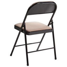 Wyld And Coco Set Of 4 Folding Chairs, Beige Padded Seats And Backrests, Black Metal Frame For Home Dining And Seating - thumbnail 6
