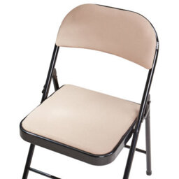 Wyld And Coco Set Of 4 Folding Chairs, Beige Padded Seats And Backrests, Black Metal Frame For Home Dining And Seating - thumbnail 9