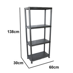 Kct 4 Tier Plastic Garage Shelving Shelves Home Shelf Storage Unit For Office, Shed, Workshops - thumbnail 7