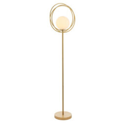 1556mm Brushed Gold Standing Floor Lamp Light With Glass Opal Sphere Shade - thumbnail 1