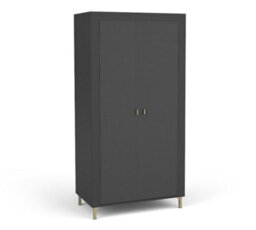 Arte Mossa Stylish Hinged Door Wardrobe In Black & Oak - W970mm X H1930mm X D560mm - thumbnail 1