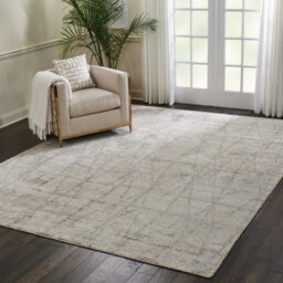 Grey Luxurious Modern Wool Easy To Clean Geometric Handmade Dining Room Bedroom And Living Room Rug -168Cm X 226Cm - thumbnail 1