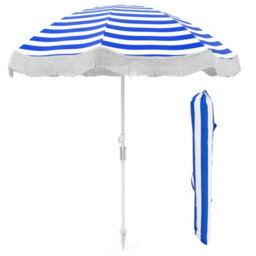 Costway 180 Cm Fringe Beach Umbrella Portable Patio Tassel Parasol W/ Bag - thumbnail 1