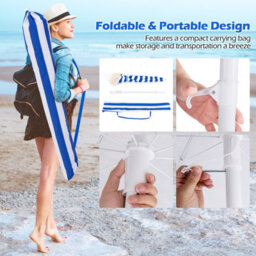Costway 180 Cm Fringe Beach Umbrella Portable Patio Tassel Parasol W/ Bag - thumbnail 8