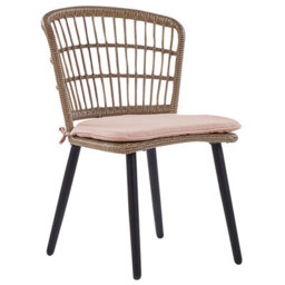 Beliani Garden Dining Set 6 Seater Aliano With Cushions Pe Rattan Pastel Pink - thumbnail 6