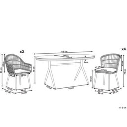 Beliani Garden Dining Set 6 Seater Aliano With Cushions Pe Rattan Pastel Pink - thumbnail 3