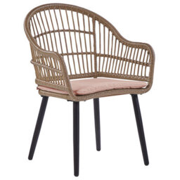 Beliani Garden Dining Set 6 Seater Aliano With Cushions Pe Rattan Pastel Pink - thumbnail 9
