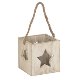 Hill Interiors Washed Wood Large Star Tealight Candle Holder