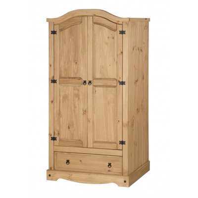 Mercers Furniture Corona 2 Door 1 Drawer Arch Top Wardrobe Double Robe Solid Wood Mexican Pine Wooden - image 1