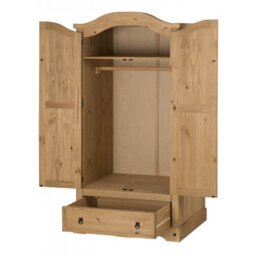 Mercers Furniture Corona 2 Door 1 Drawer Arch Top Wardrobe Double Robe Solid Wood Mexican Pine Wooden - thumbnail 2