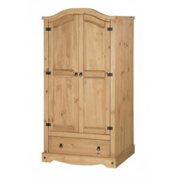 Mercers Furniture Corona 2 Door 1 Drawer Arch Top Wardrobe Double Robe Solid Wood Mexican Pine Wooden - thumbnail 1