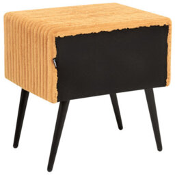 Wyld And Coco Novahome Orange Corduroy Jumbo Bedside Table With 1 Drawer, Curved Iron Legs - thumbnail 7