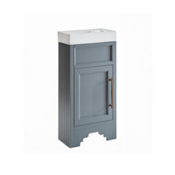 Homestylestore Light Grey 400mm Bathroom Vanity Unit With Basin And Brushed Copper T Bar Handles - thumbnail 1