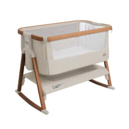 Xample Tutti Bambini Cozee Air Bedside Rocking Crib - Walnut & Ecru - Breathable Mattress, Adjustable Height, Rocking Bars, Travel Bag - thumbnail 2