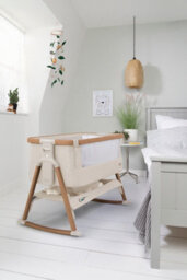 Xample Tutti Bambini Cozee Air Bedside Rocking Crib - Walnut & Ecru - Breathable Mattress, Adjustable Height, Rocking Bars, Travel Bag