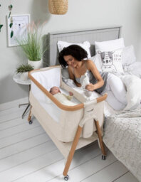 Xample Tutti Bambini Cozee Air Bedside Rocking Crib - Walnut & Ecru - Breathable Mattress, Adjustable Height, Rocking Bars, Travel Bag - thumbnail 5