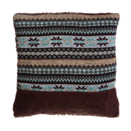 Orsina Fairisle Brown Throw Cushion, Polyester Décor Cushion For Relaxing, Washable Cushion For Sofa, Bed, Chair