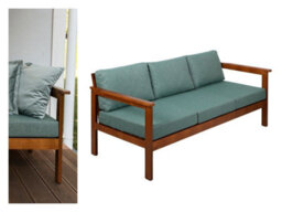 Impact Furniture 3-Seater Garden Sofa Outdoor Sofa Green Cushions Wooden Garden Furniture - Cozy - thumbnail 2