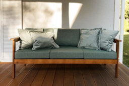 Impact Furniture 3-Seater Garden Sofa Outdoor Sofa Green Cushions Wooden Garden Furniture - Cozy - thumbnail 1