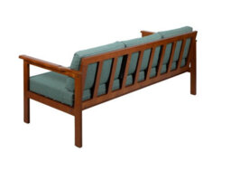 Impact Furniture 3-Seater Garden Sofa Outdoor Sofa Green Cushions Wooden Garden Furniture - Cozy - thumbnail 6