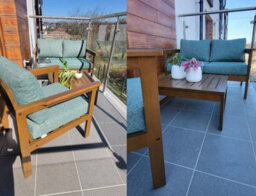 Impact Furniture 3-Seater Garden Sofa Outdoor Sofa Green Cushions Wooden Garden Furniture - Cozy - thumbnail 9
