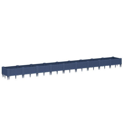 Berkfield Elegant Garden Planter With Pegs Blue Grey 362.5X42.5X28.5 Cm Pp - image 1