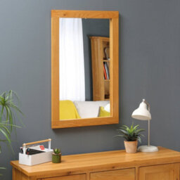 The Furniture Market Premium Solid Oak Medium Wall Mirror Natural Medium Oak Frame H 600mm X W 950mm X D 25mm - thumbnail 3